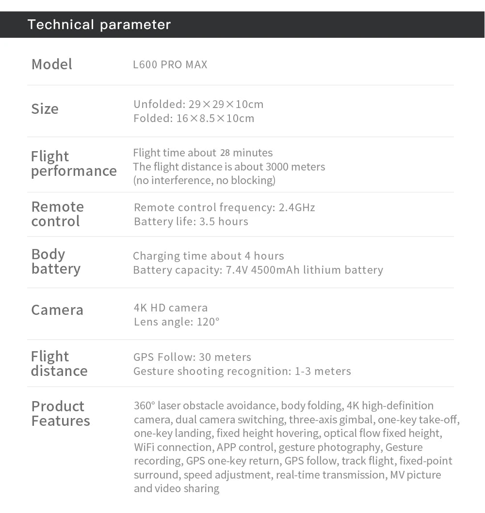 L600 Pro Max 4K GPS Drone