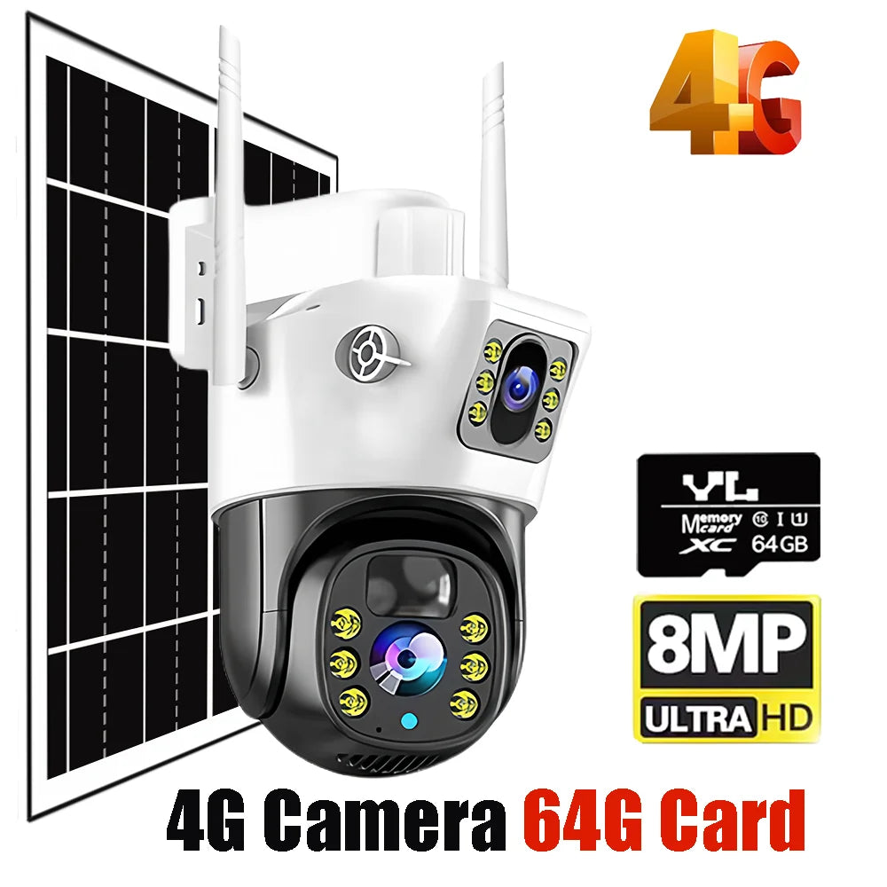 8MP 4K 4G Solar Security Camera