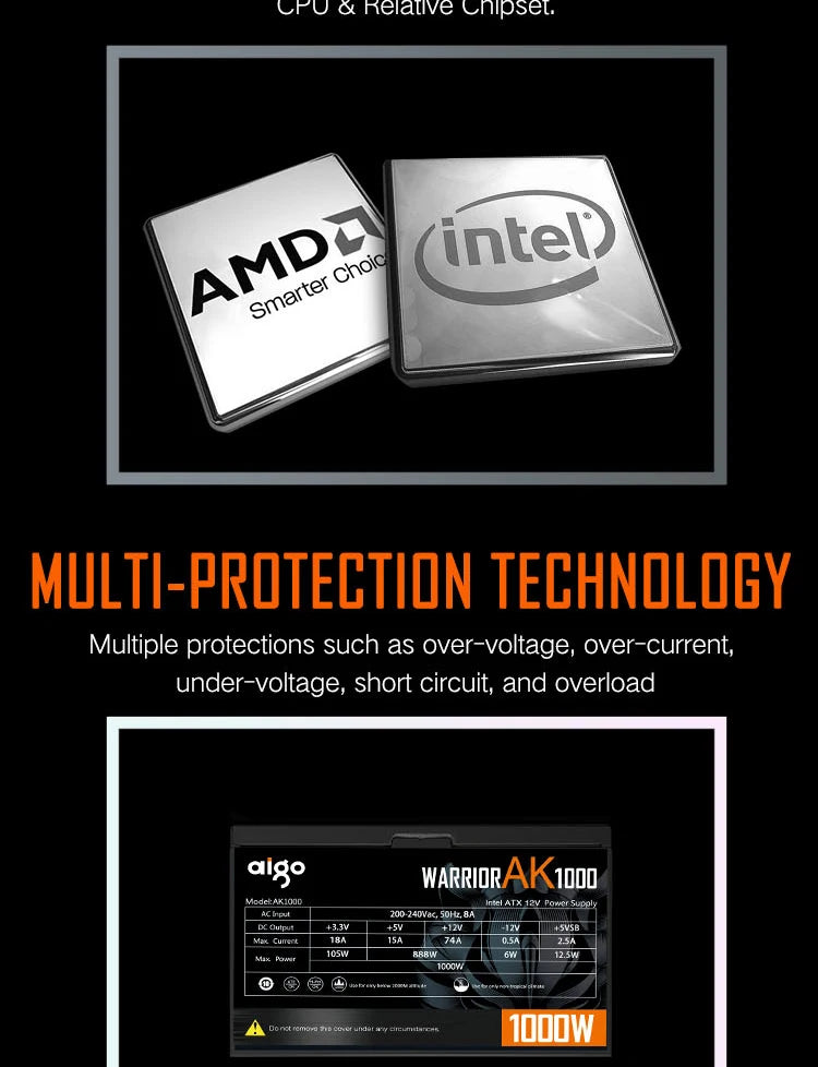 Aigo AK RGB Gaming PC Power Supply