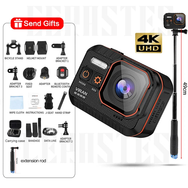 4K Waterproof Action Camera with Remote