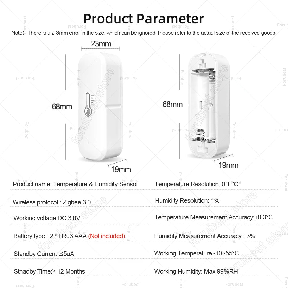 Zigbee Smart Temperature & Humidity Sensor