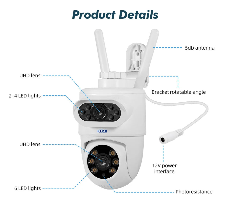 KERUI 10MP 5K Dual Lens WiFi PTZ Camera