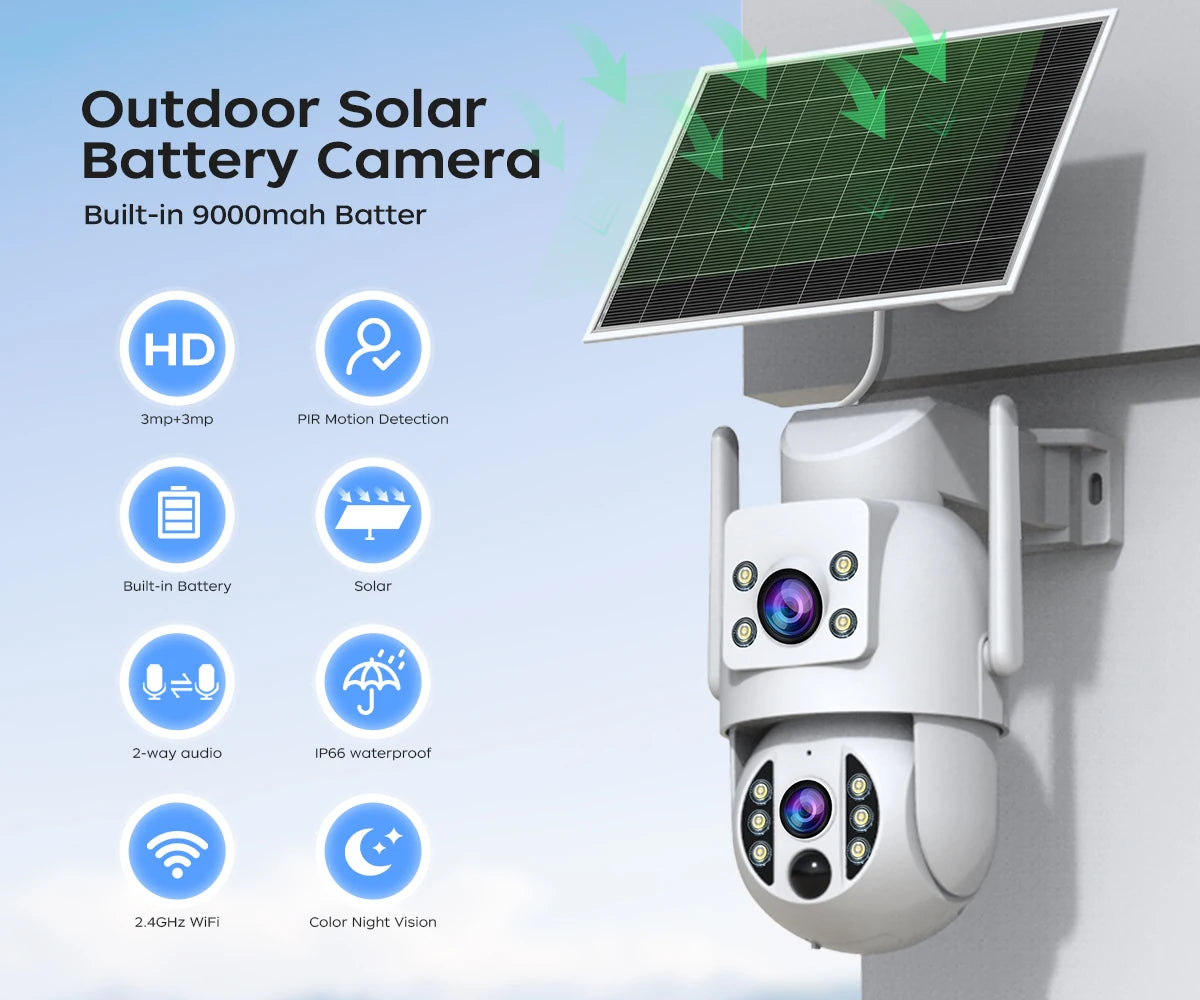 JOOAN 4K Dual Lens Solar Security Camera