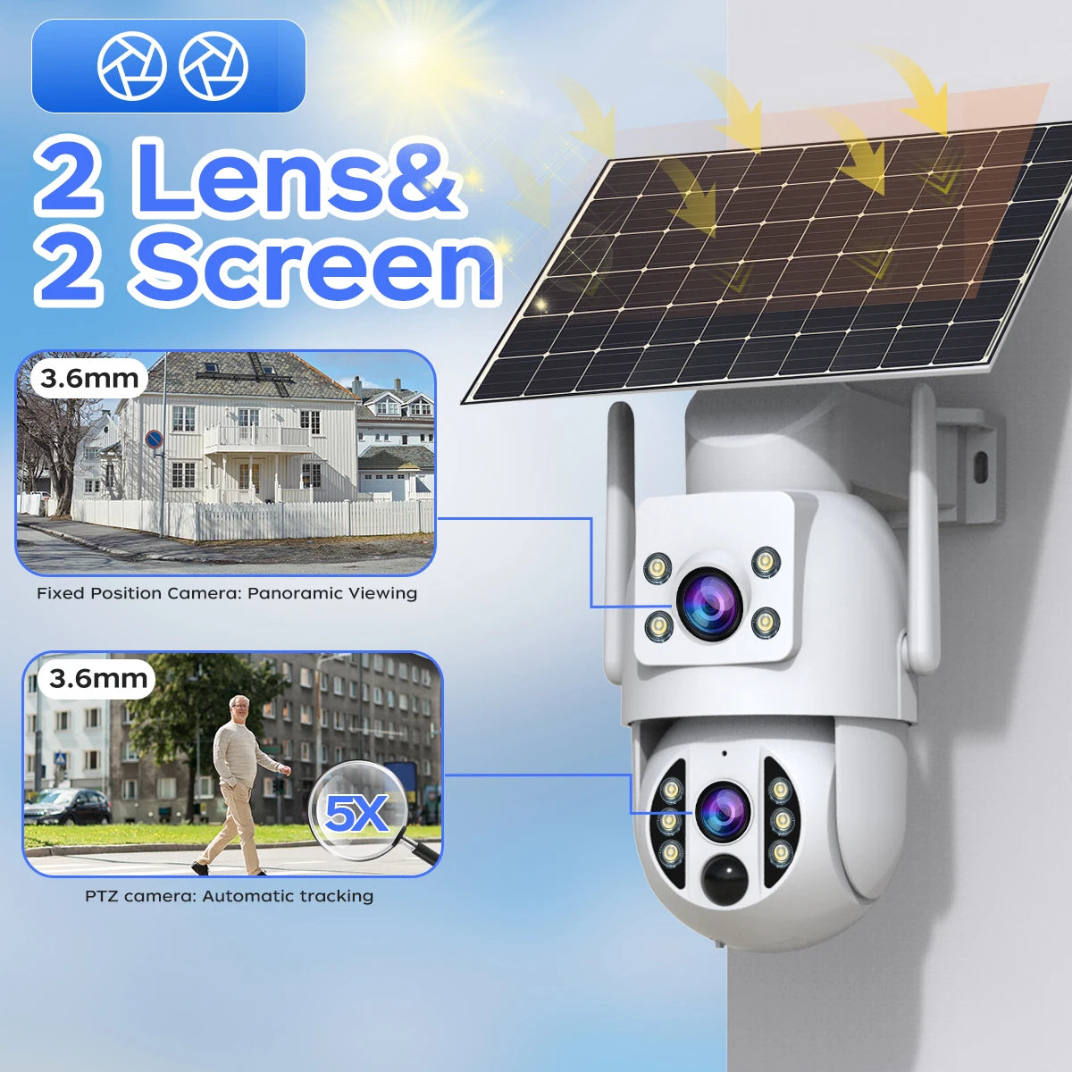 JOOAN 4K Dual Lens Solar Security Camera