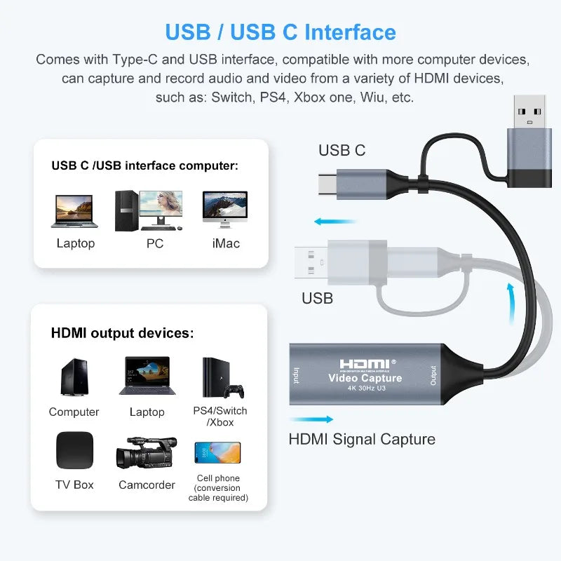 2-in-1 USB Type-C HDMI Capture Card