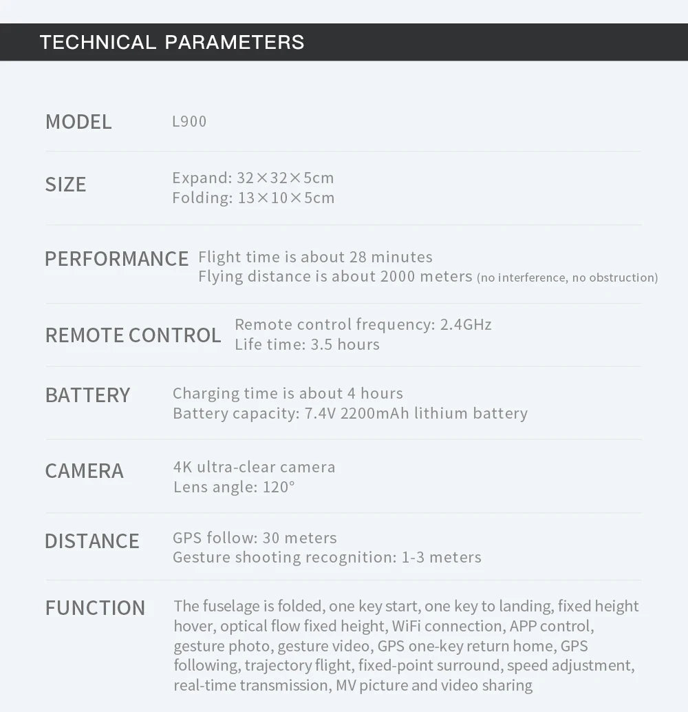 L900 Pro GPS 4K Dual Camera Drone