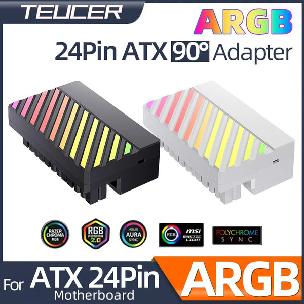Teucer ATX 24Pin 90° ARGB Power Connector Adapter
