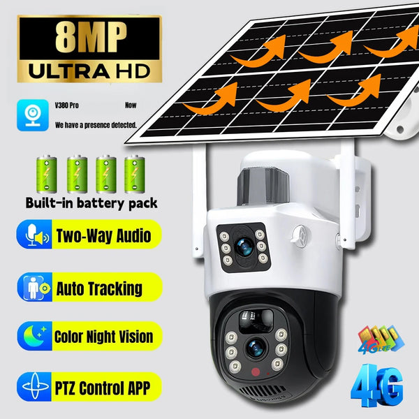 8MP 4K 4G Solar Security Camera