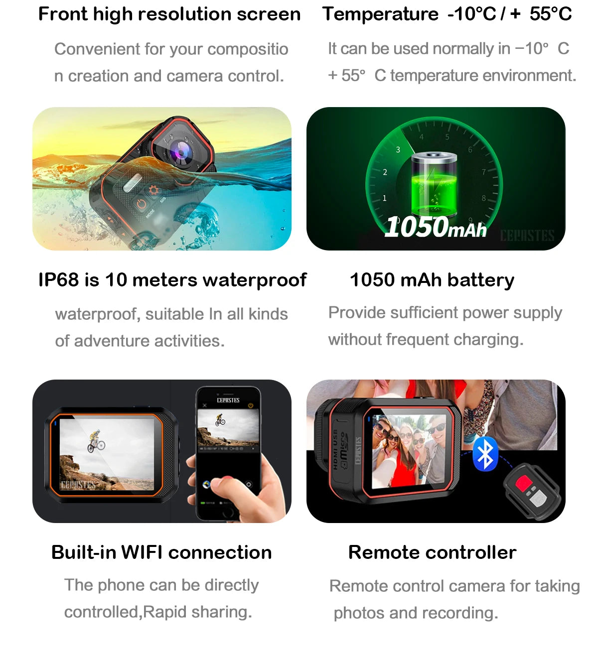 4K Waterproof Action Camera with Remote