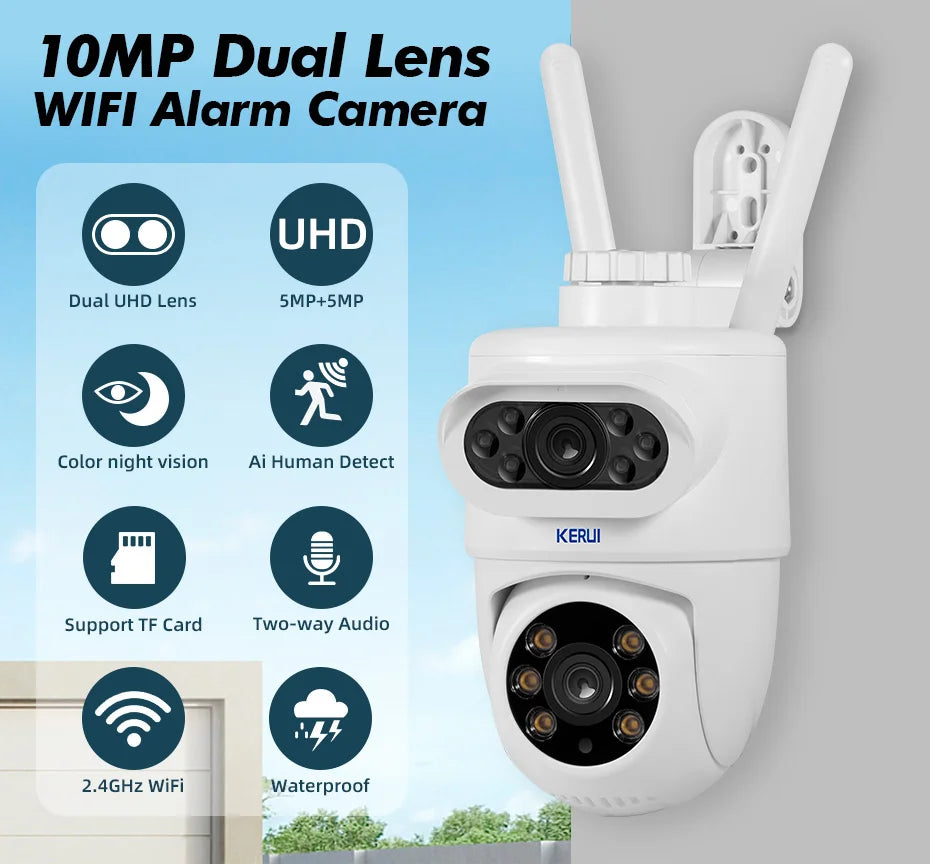 KERUI 10MP 5K Dual Lens WiFi PTZ Camera