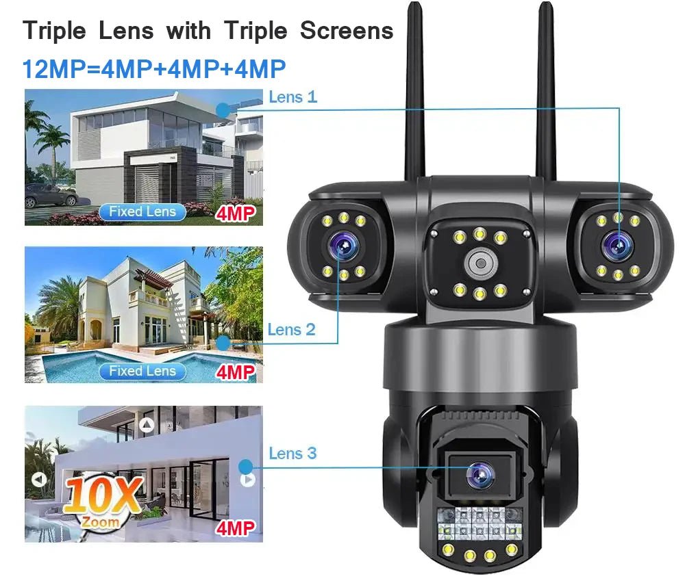 V380 Pro 12MP 6K Triple Lens WiFi Camera