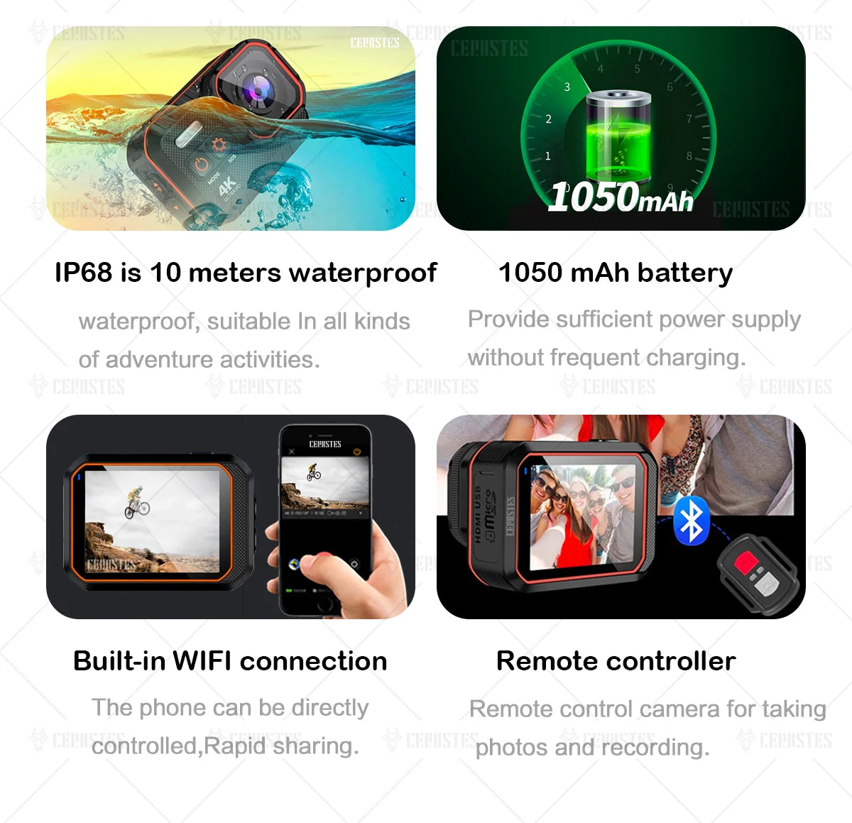 4K Waterproof Action Camera with Remote