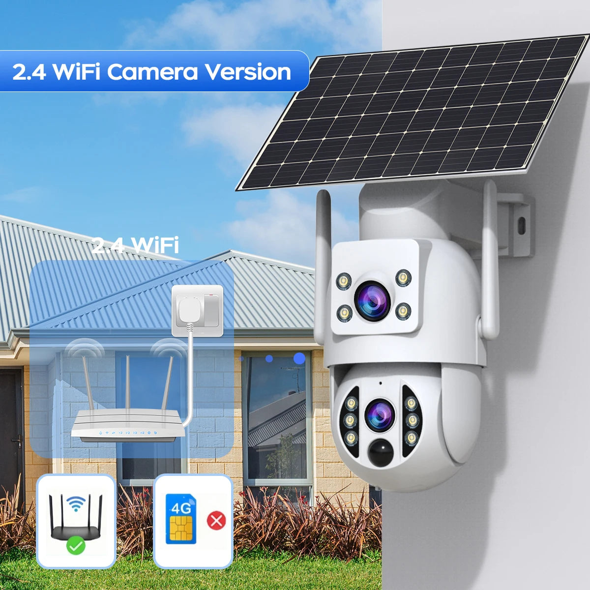 JOOAN 4K Dual Lens Solar Security Camera
