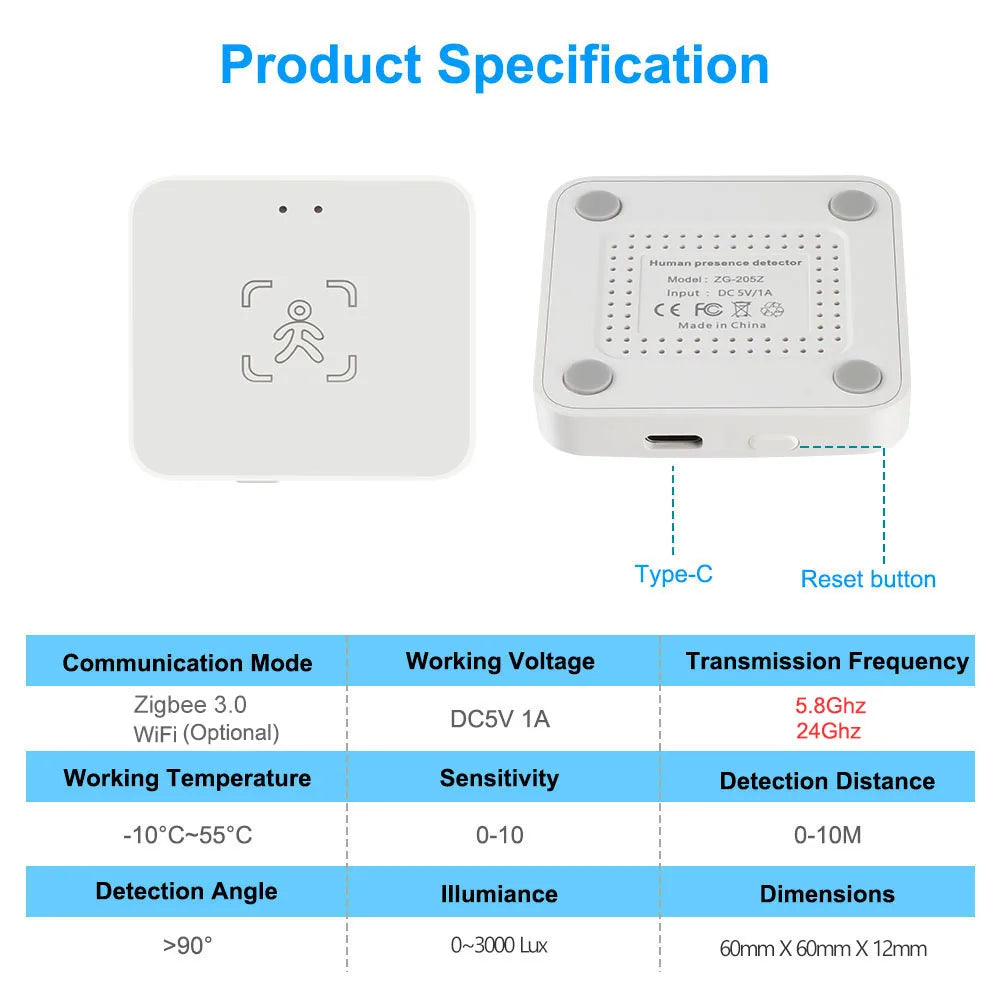 Tuya Zigbee/WiFi Smart Radar Motion Sensor