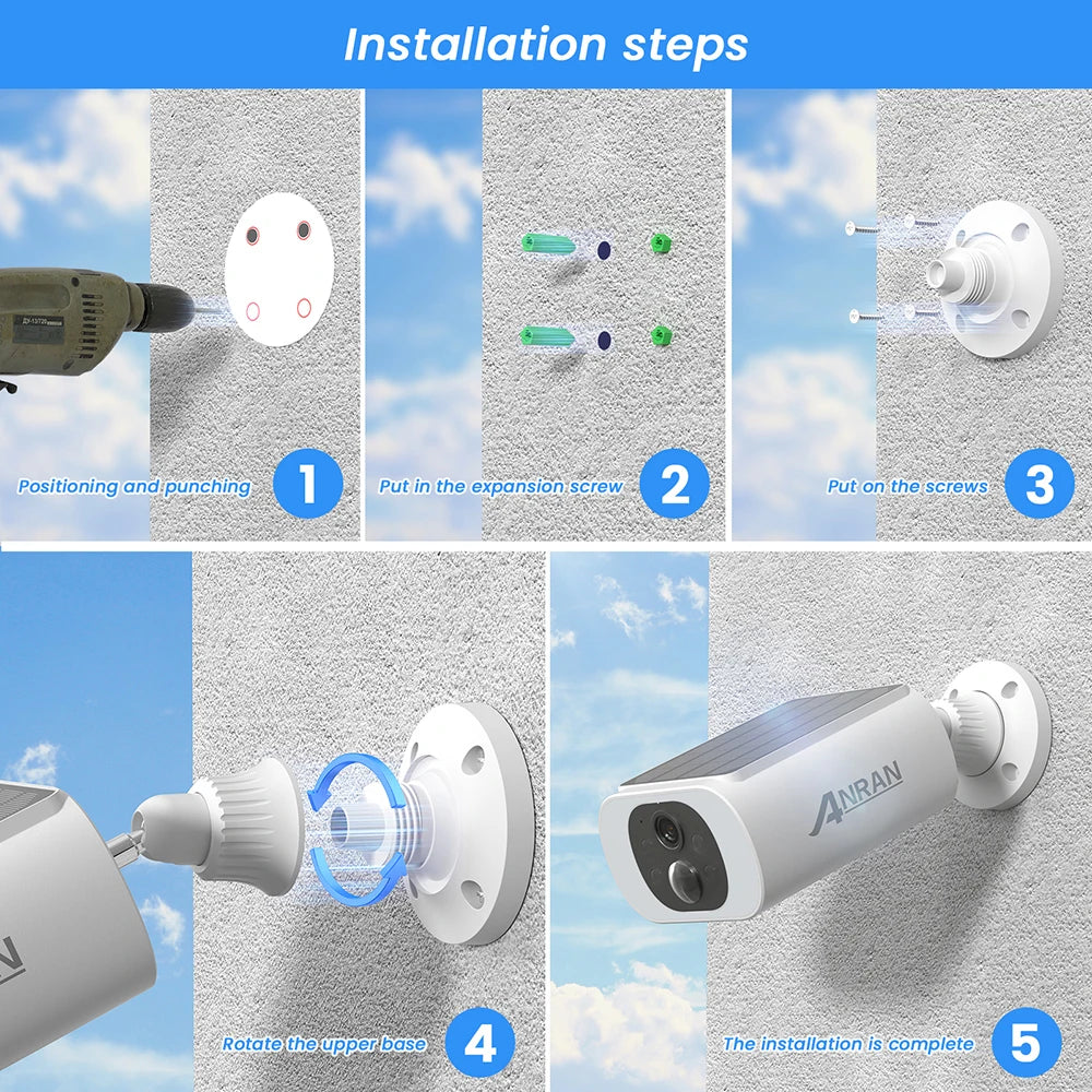 ANRAN 3MP Solar Wireless Security Camera Set