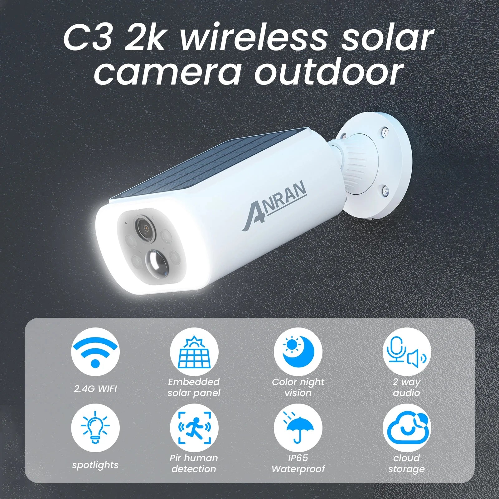ANRAN 3MP Solar WiFi Security Camera