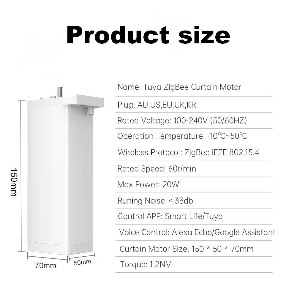 Tuya 155mm Zigbee/WiFi Curtain Motor