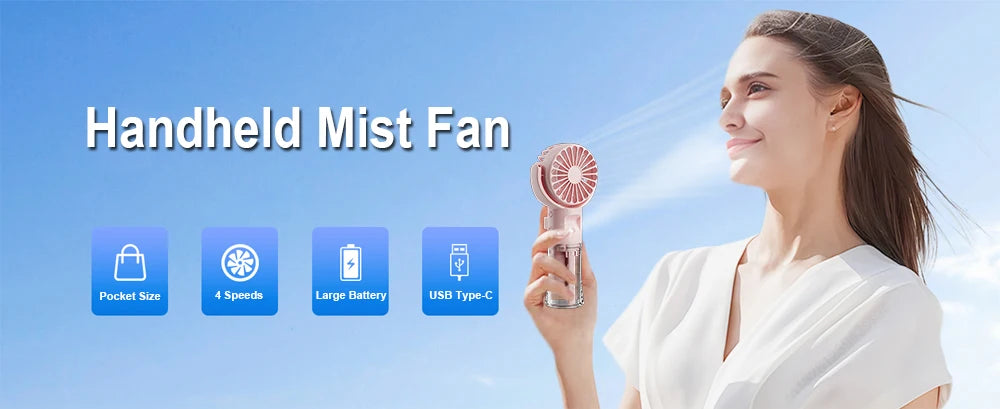 2025 Neck Hanging USB Fan with Humidifier
