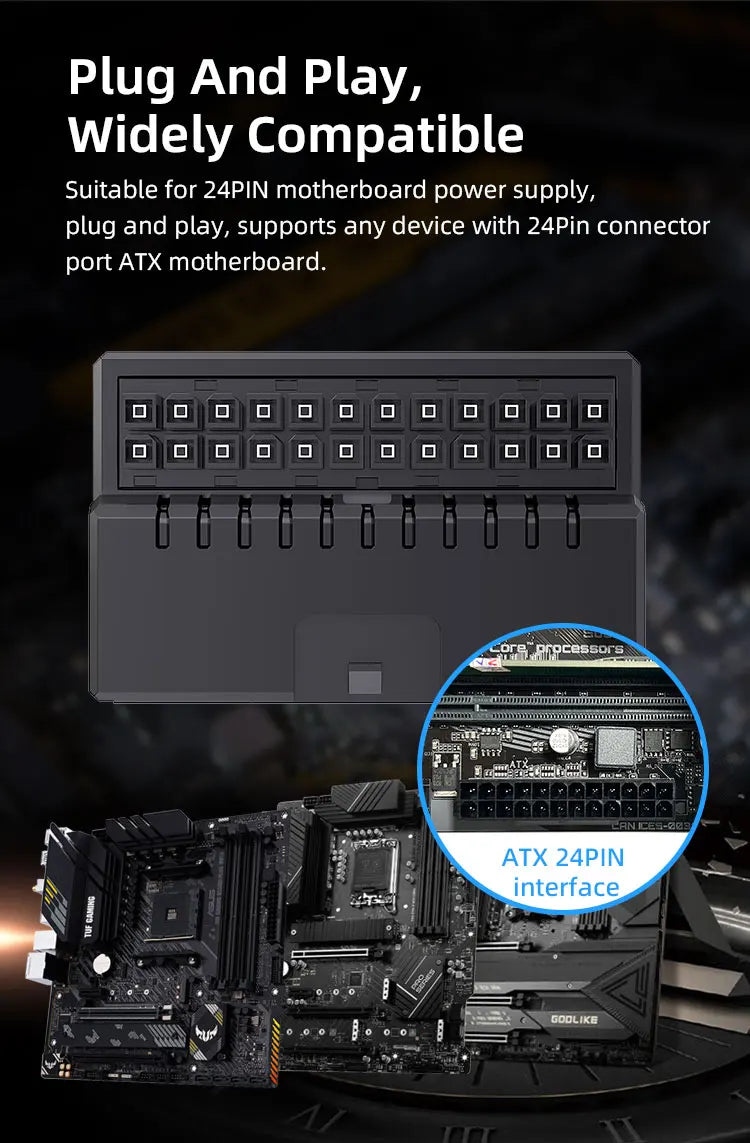 Teucer ATX 24Pin 90° ARGB Power Connector Adapter