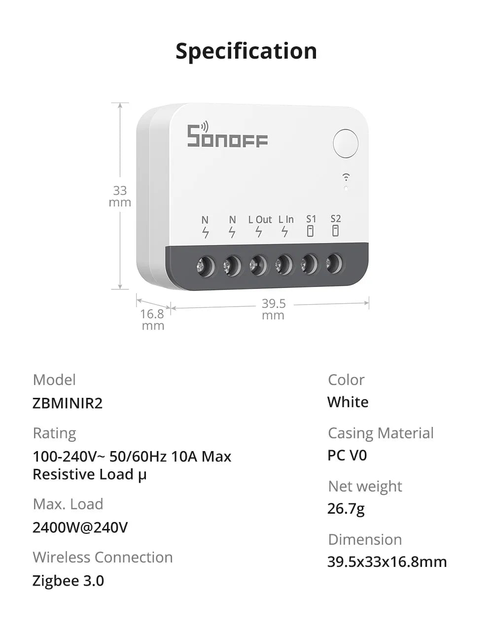 SONOFF ZBMINIR2 Zigbee Smart Switch