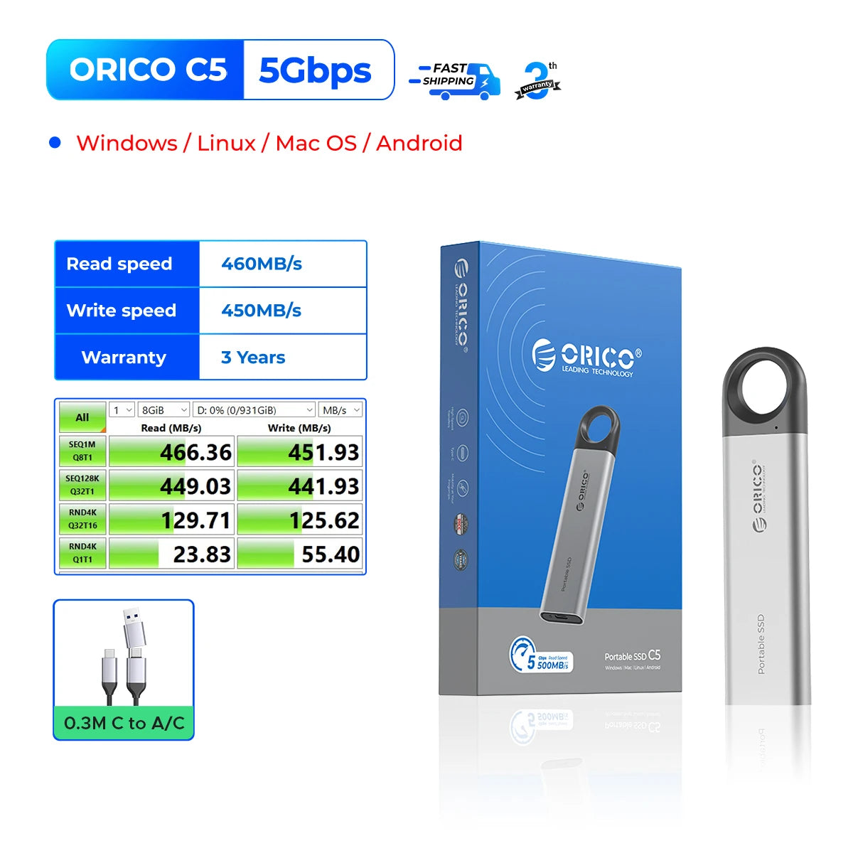 ORICO 1TB Portable External SSD