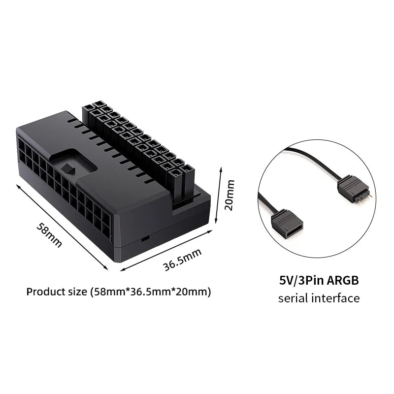 Teucer ATX 24Pin 90° ARGB Power Connector Adapter
